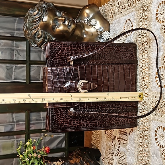 Vintage Brighton Donna Classic Tote Chocolate Croco Leather Shoulder Bag Purse - Picture 12 of 16
